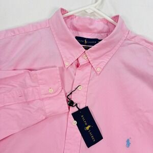 Ralph Lauren Shirt Mens 2XB Pink Feather Weight Twill Button Down Cotton NWT